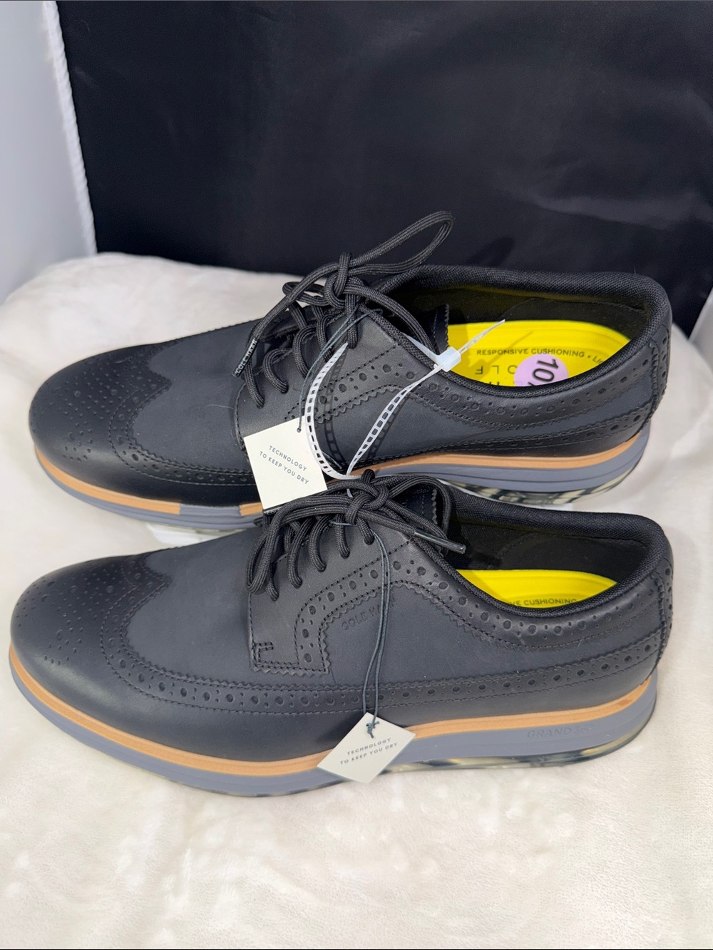 Cole Haan OriginalGrand Golf Waterproof Wingtip Shoes Men’s 10.5 Black Grand.360 - Picture 5 of 8